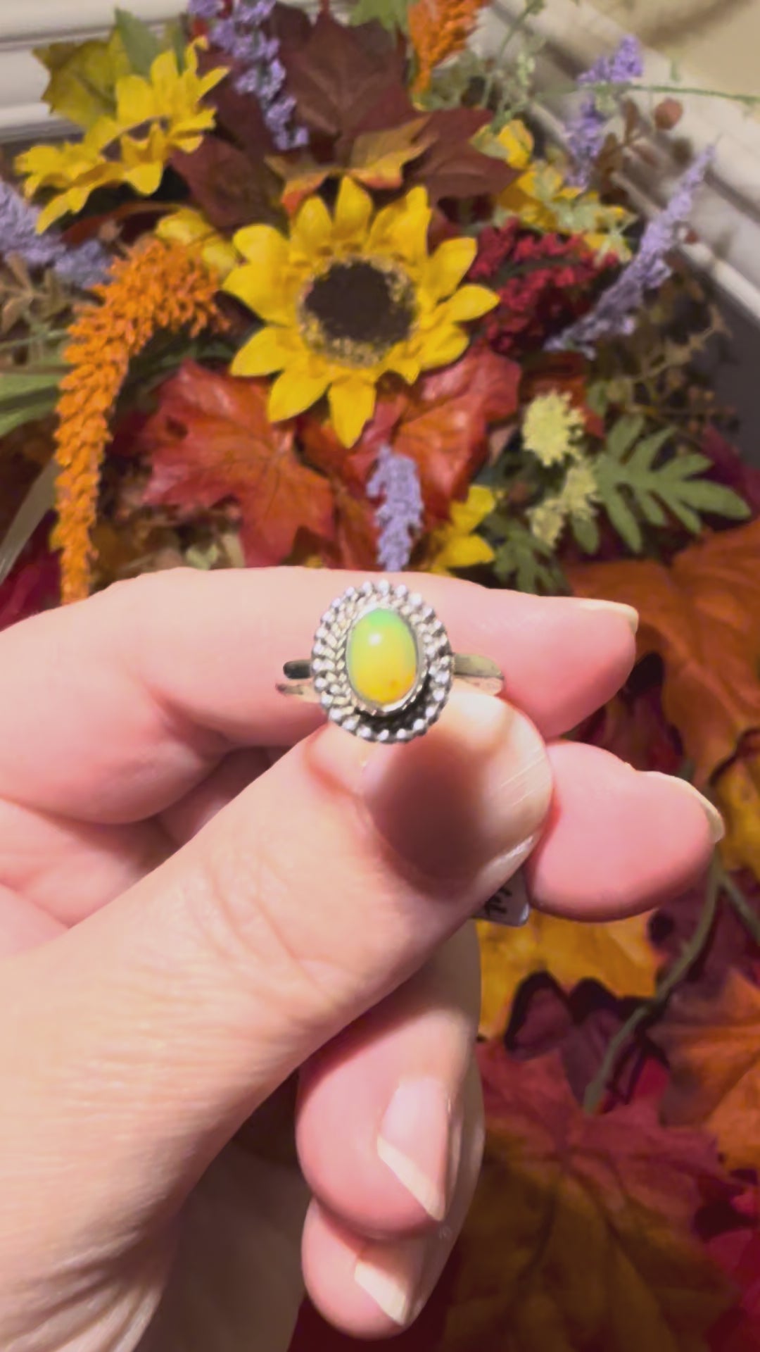 Ethiopian Opal Sterling Silver Ring, size 6-1/4