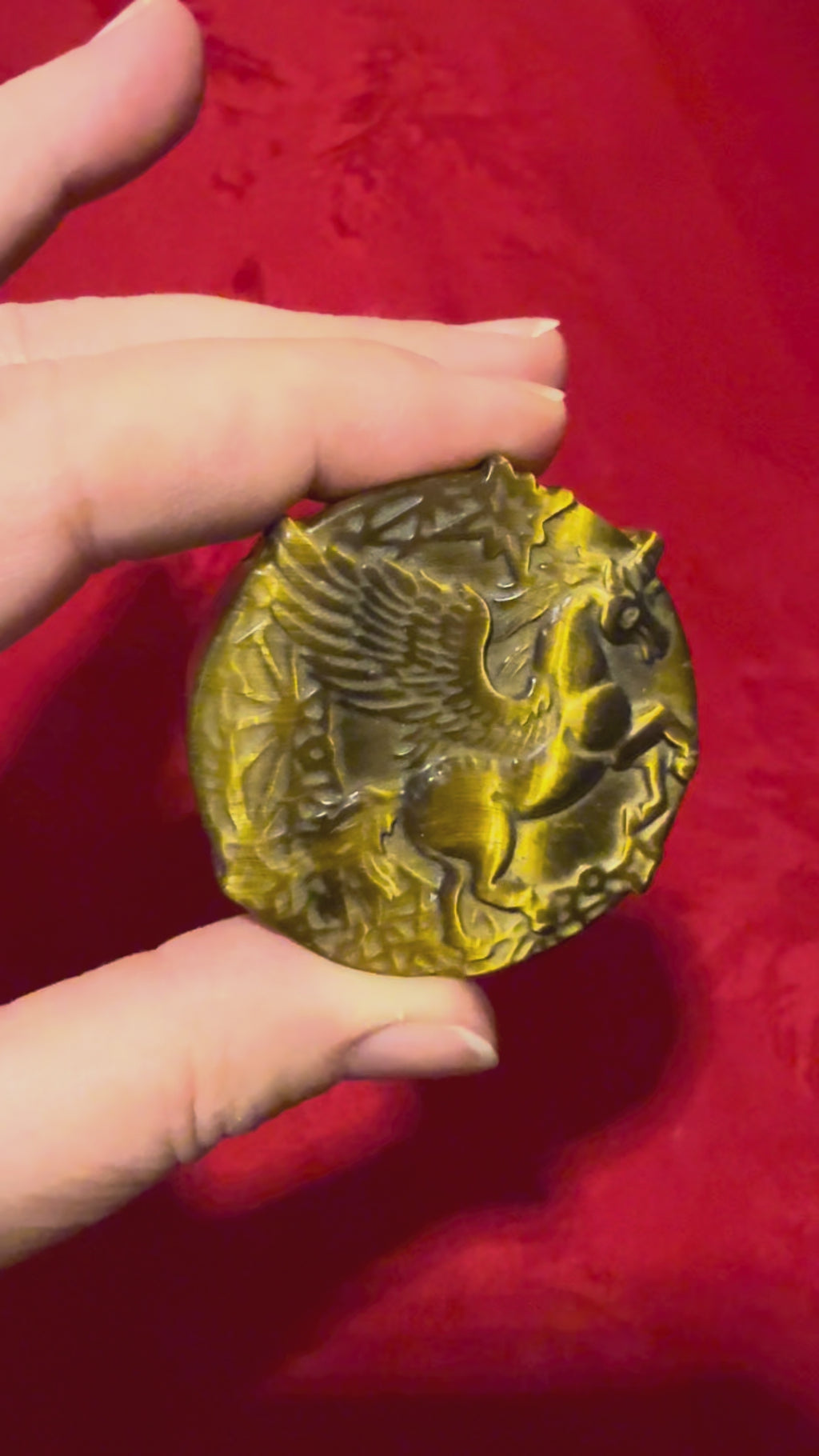 46mm Tigerseye Unicorn Pegasus Winged Horse Cameo