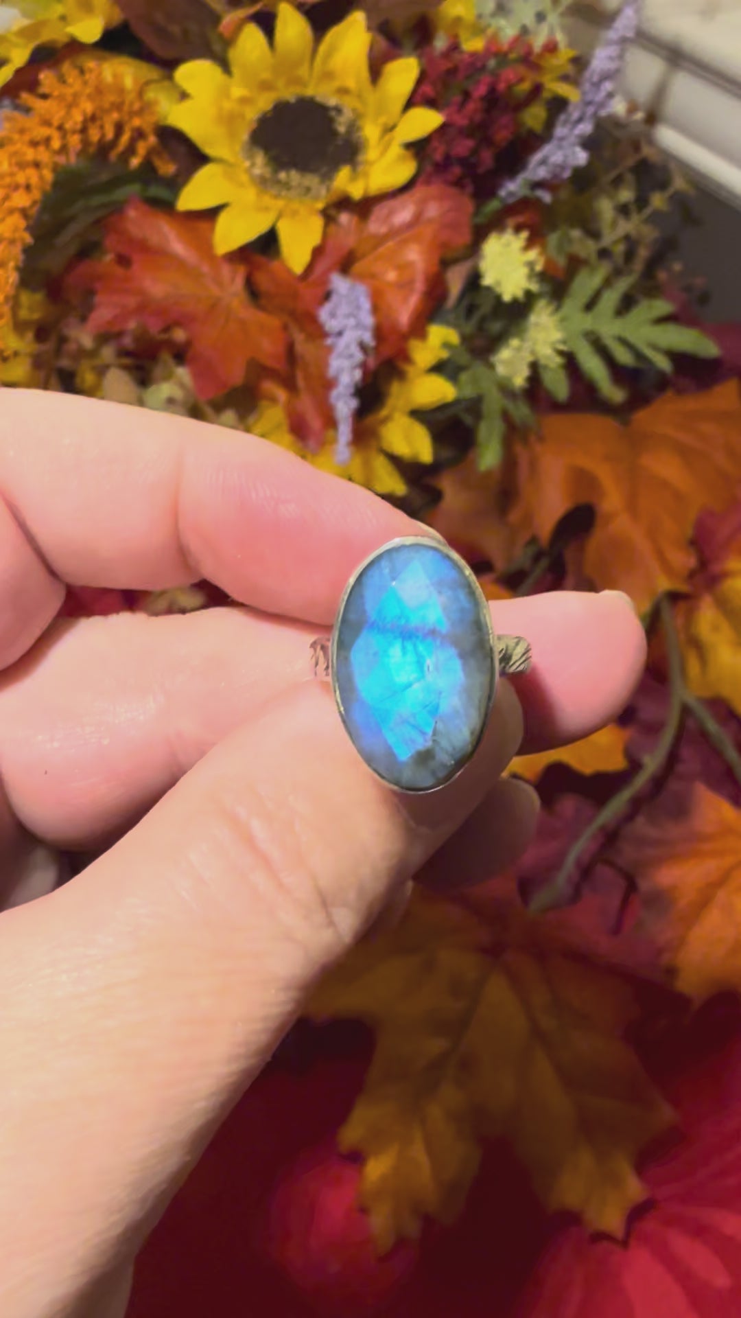 Checkercut Labradorite Sterling Silver Ring, size 6