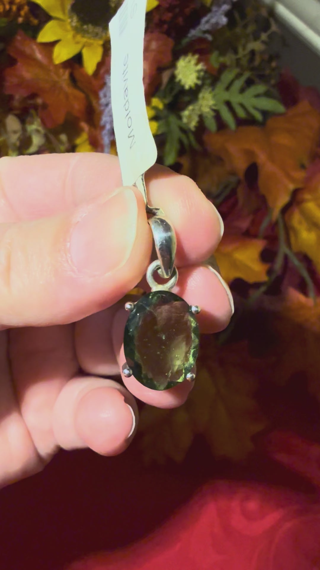 1-1/8” Genuine Faceted Moldavite Sterling Silver Pendant