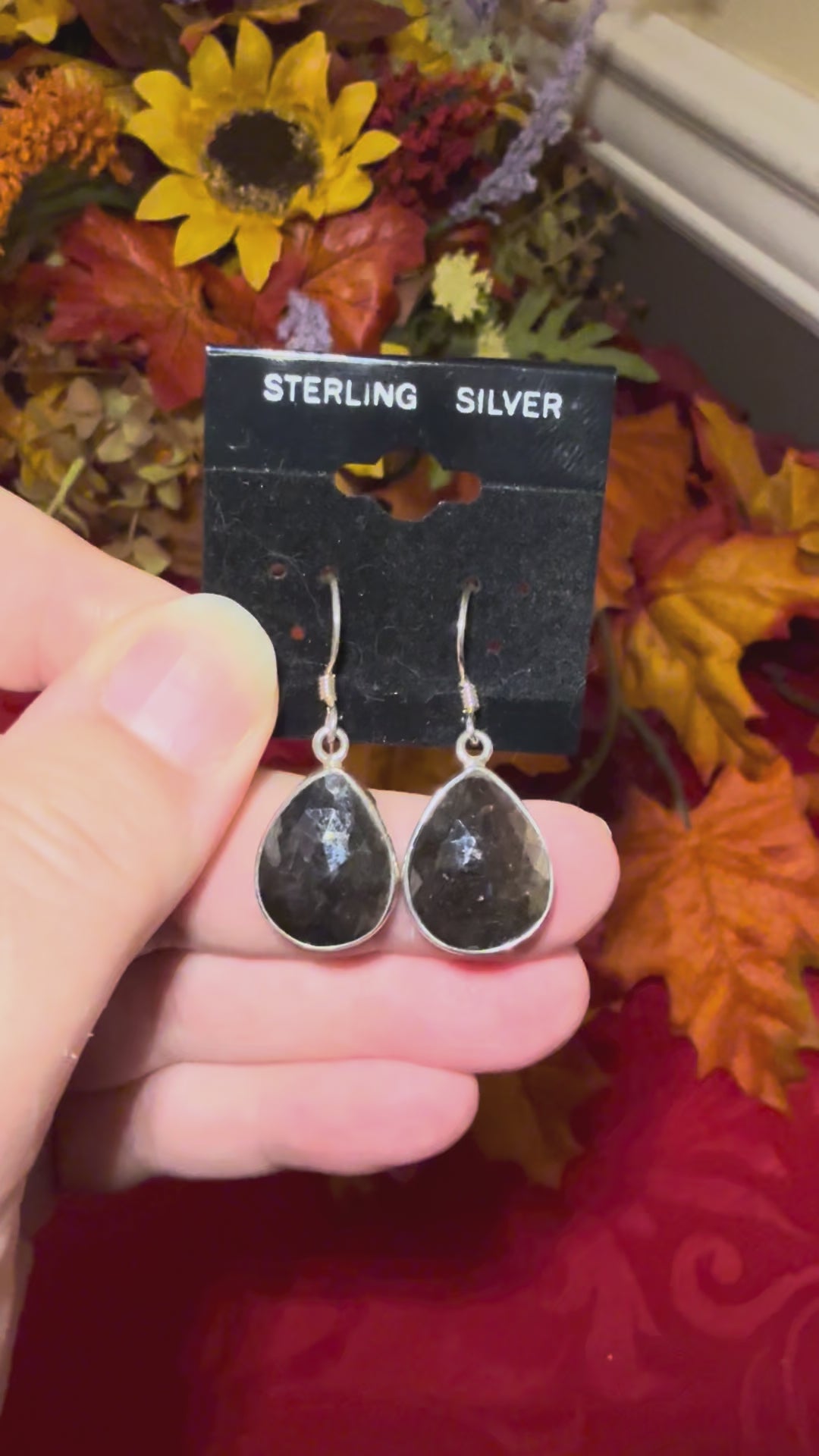 Faceted Rosecut Gold Sheen Sapphire Sterling Silver Dangle Drop Pierced Earrings