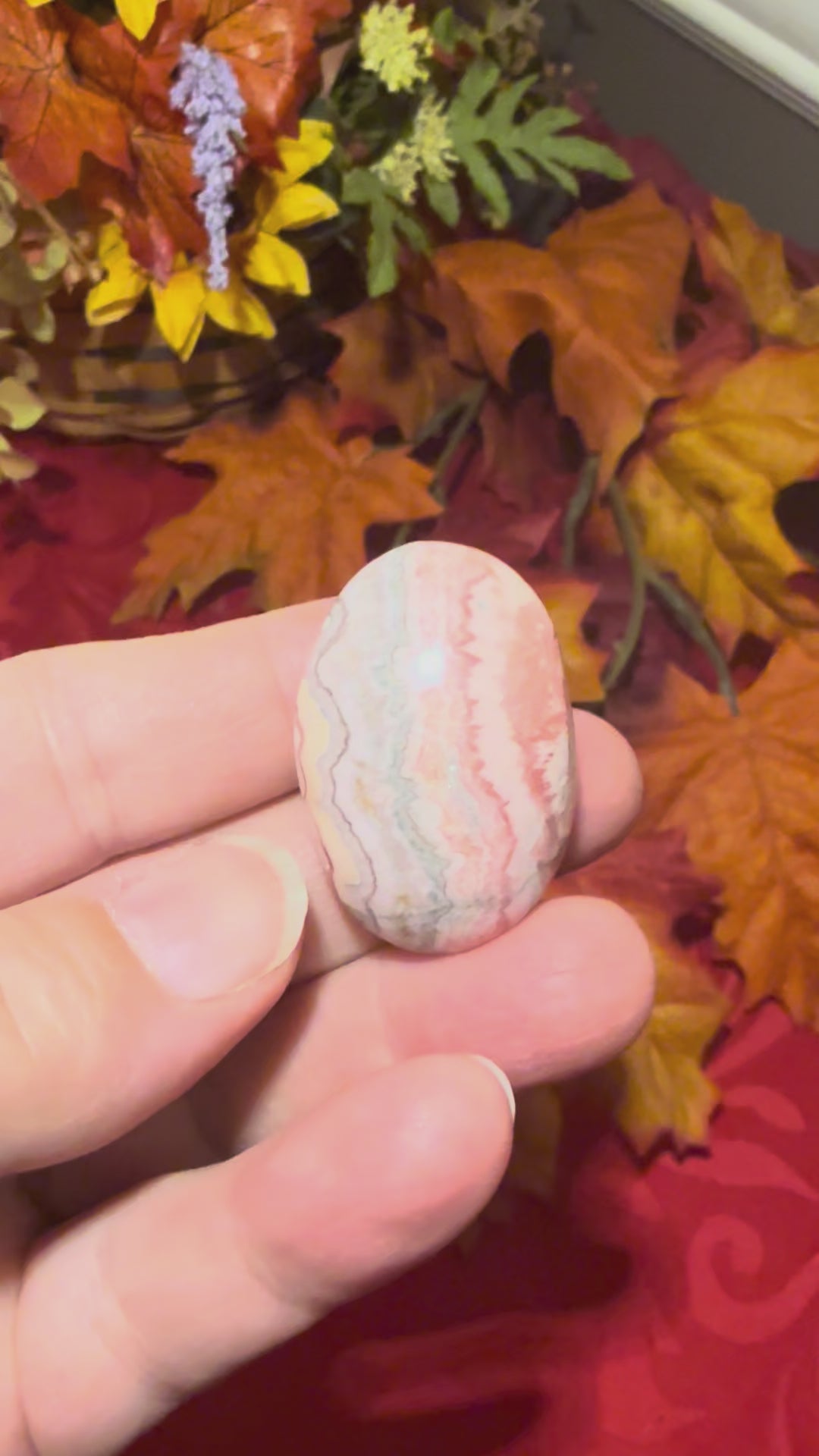 35mm Rhodochrosite Palm Stone, 24g
