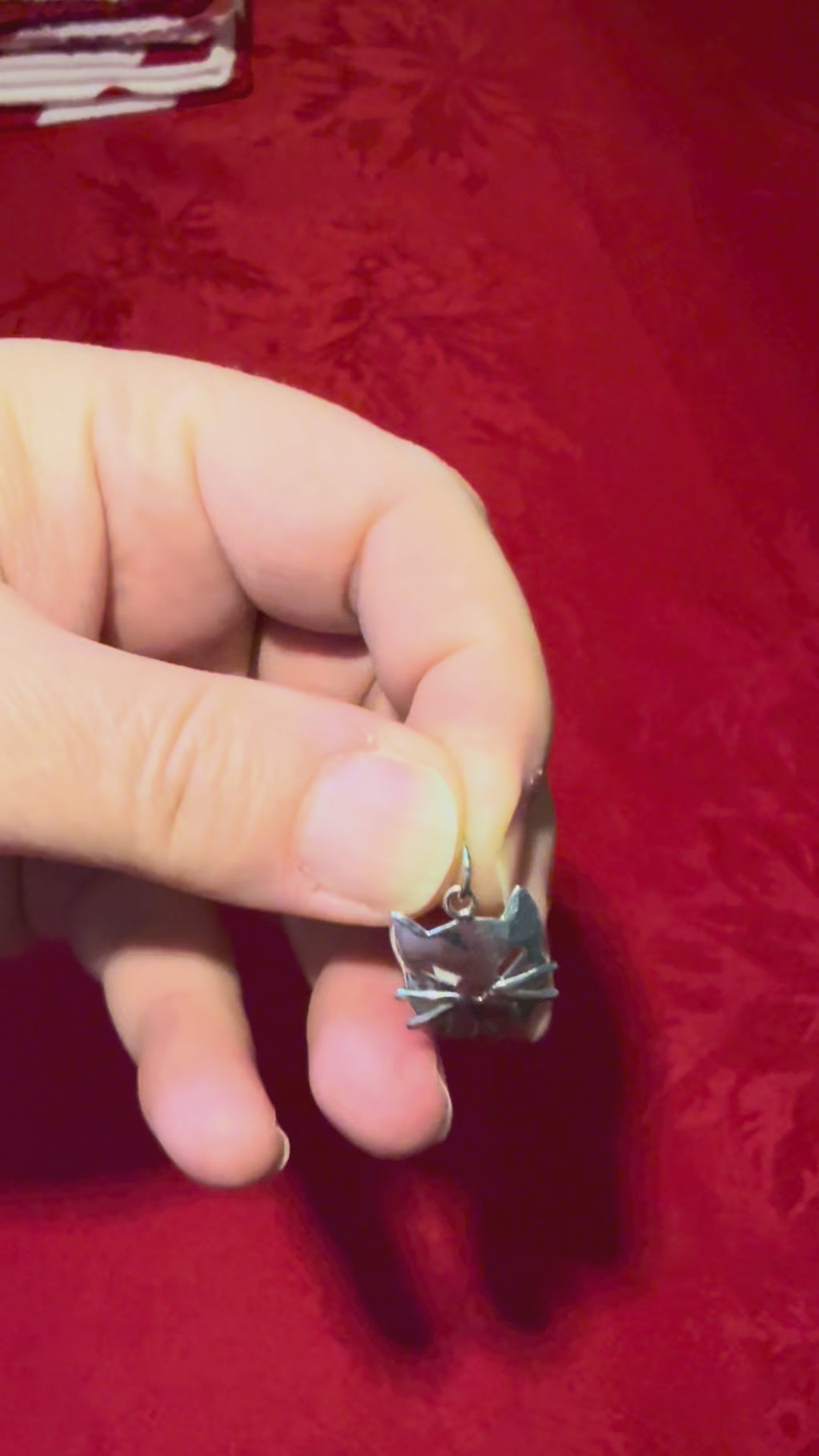 1/2” Sterling Silver Cat Face Charm Pendant