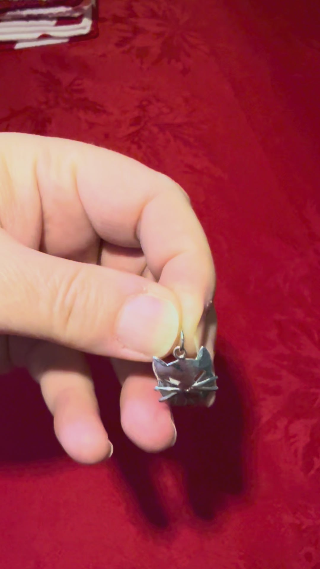 1/2” Sterling Silver Cat Face Charm Pendant