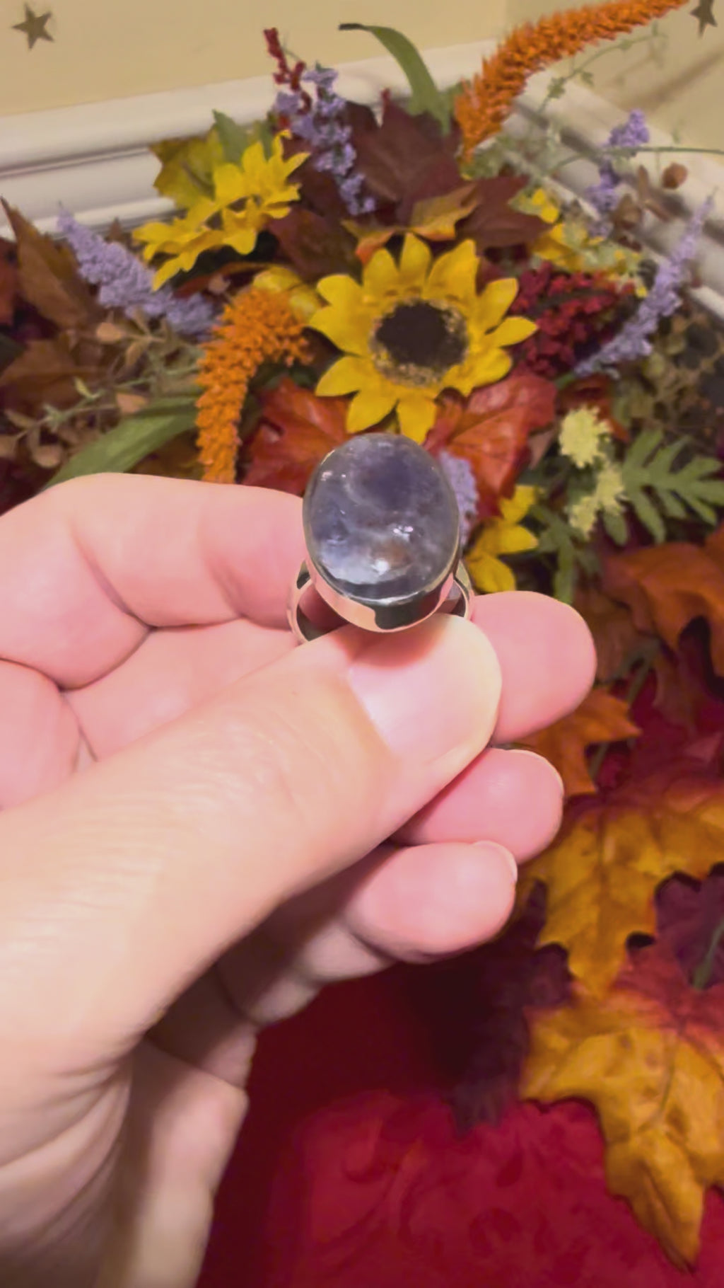 Iolite Sunstone Sterling Silver Ring, size 6-1/2