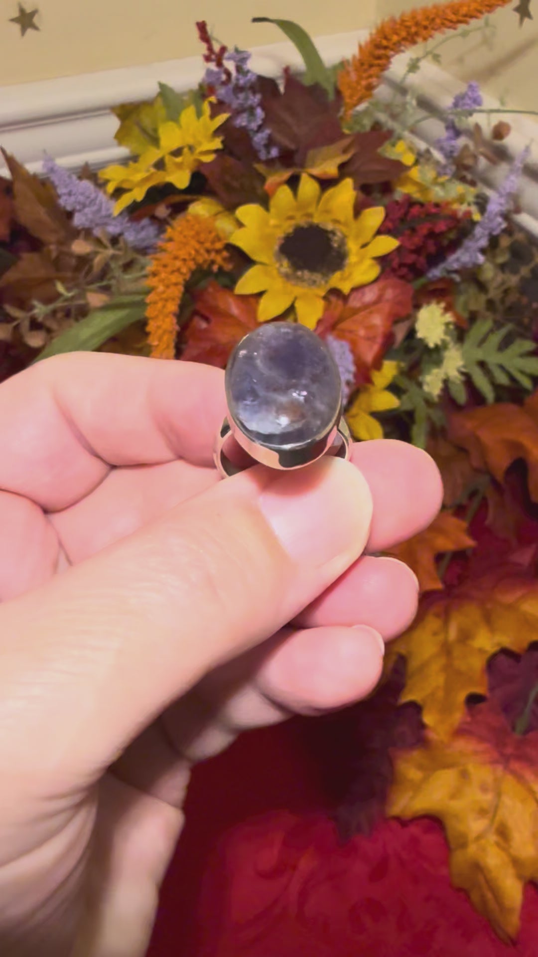 Iolite Sunstone Sterling Silver Ring, size 6-1/2