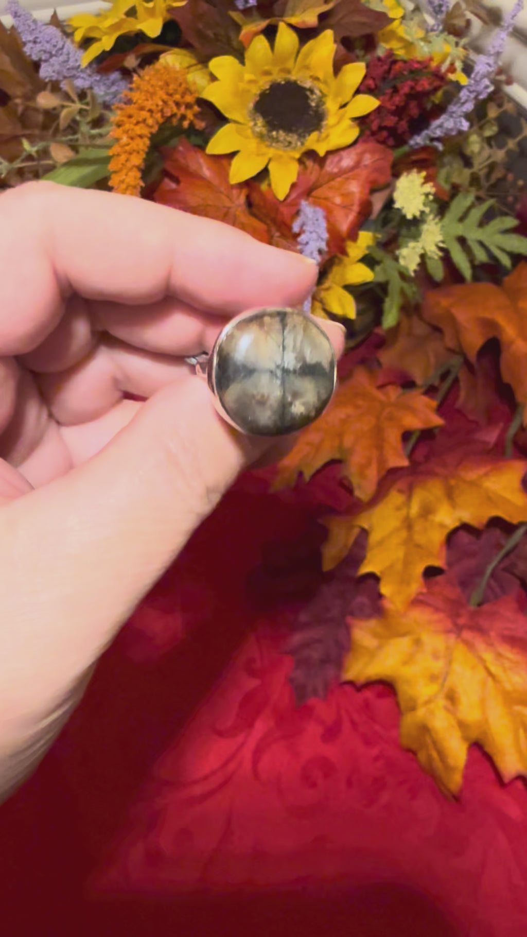 Chiastolite Andalusite Fairy Cross Sterling Silver Ring, size 8