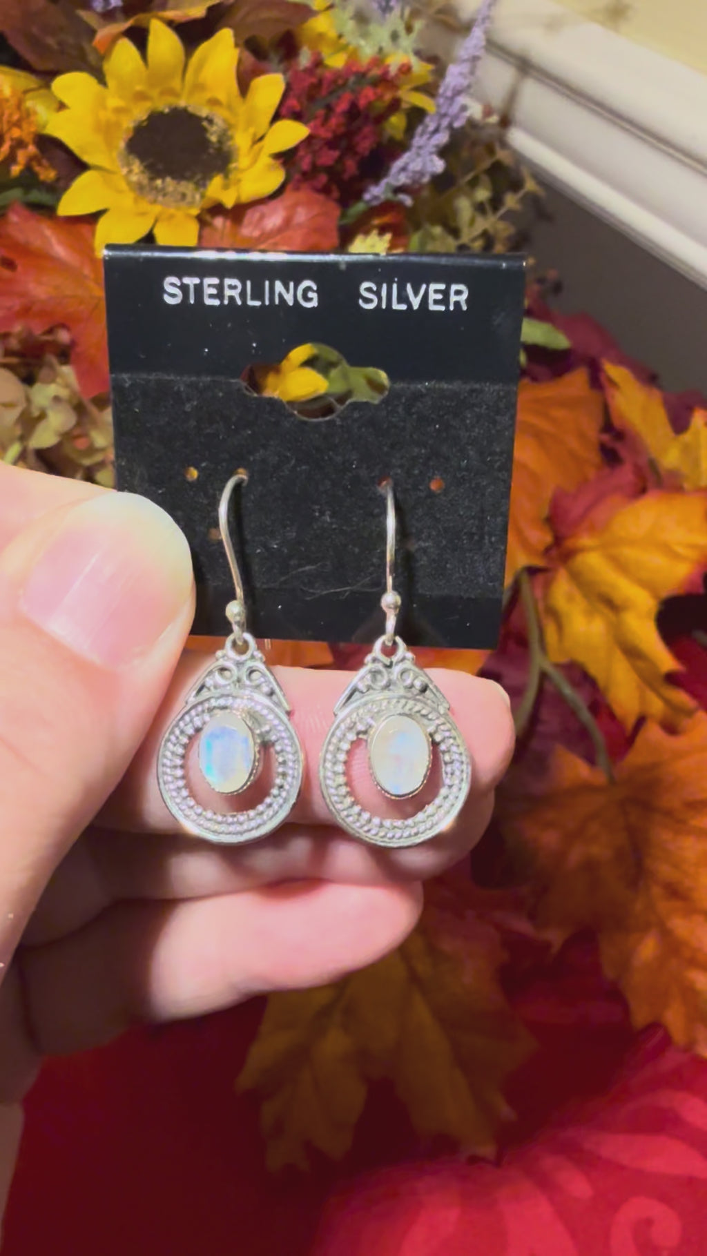 Faceted Rainbow Moonstone Sterling Silver Pierced Earrings