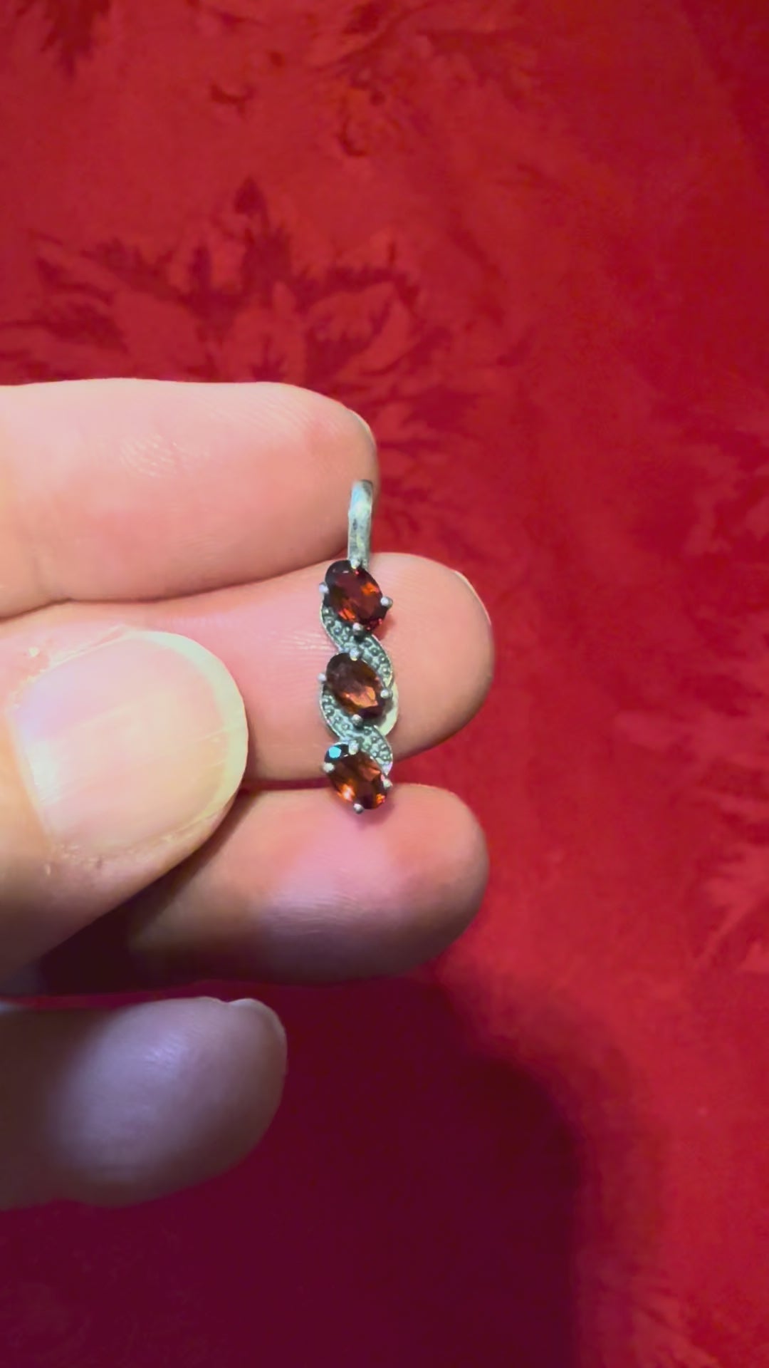 7/8” Faceted Garnet Sterling Silver Pendant