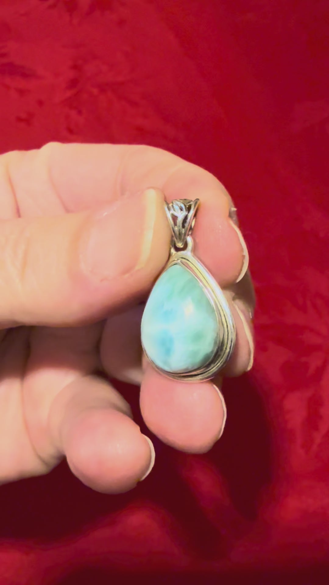 1” Larimar Sterling Silver Pendant